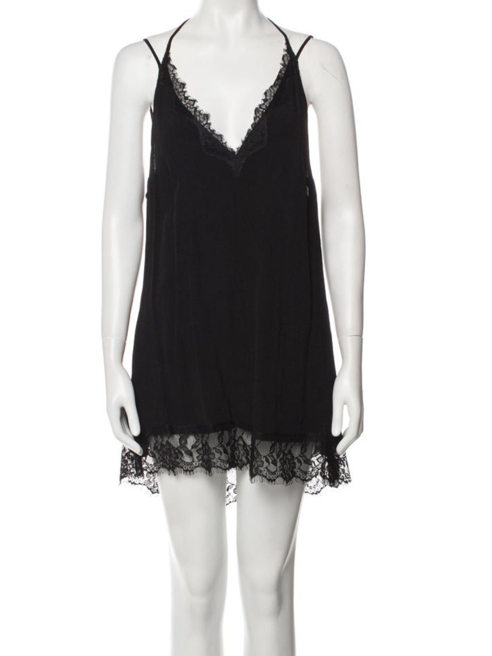 Reformation Black Lace-Trim V-Neck Slip Dress – XS